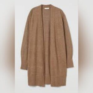 H&M Long Cardigan Wool Blend Tan Cardigan